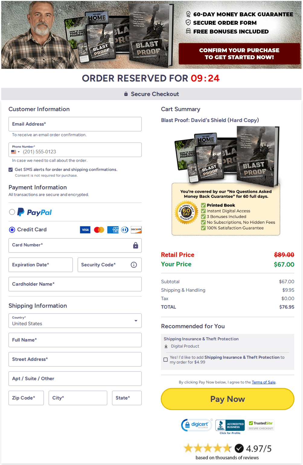 Blast Proof David’s Shield Checkout
